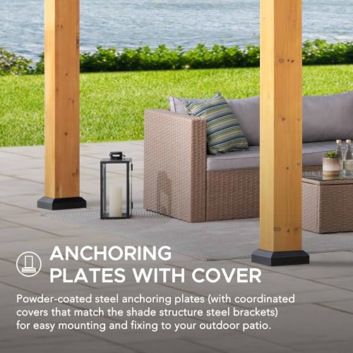 Sunjoy Carport 11 ft. x 20 ft. Standard Wood Gazebo Heavy Duty Garage, Cedar Framed Gazebo Car Shelter with Metal Roof and Movable Ceiling Hook Sunjoy