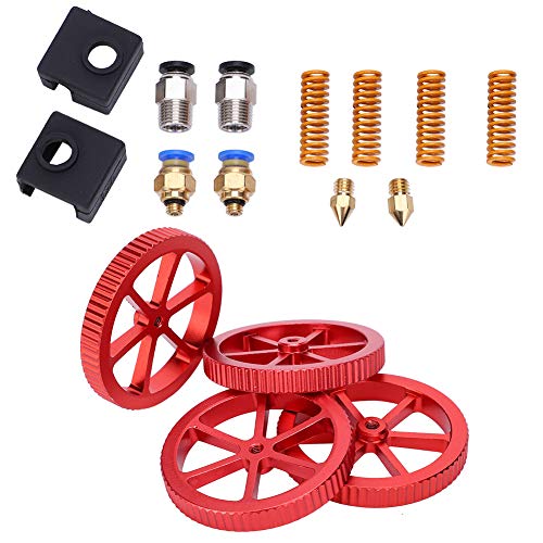 3D Printer Extruder Upgrade Kit | Red Hand Twist Leveling Nut & Springs Dampers Set | Enhanced Filament Supply & Bed Stability | Compatible with Most FDM Printers FRELEAN