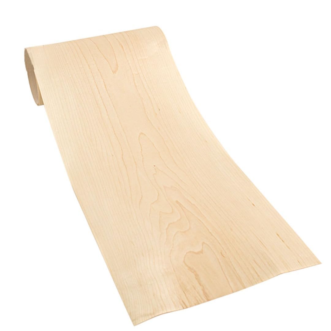 Natural Hard Maple Veneer Wood Sheets - Ideal for DIY Speaker Renovation and Furniture Restoration - Unfinished Wooden Sticker - Handmade Style - 8 x 110 Inch Camland