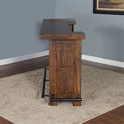 Pemberly Row 78" Farmhouse Wood Freestanding Island Home Bar Unit, Stemware Rack, Wine Rack, Storage Cabinets, for Kitchen and Basements, in Mahogany Brown Pemberly Row