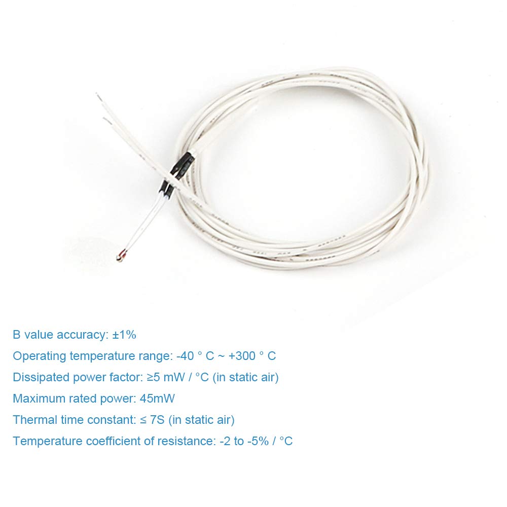 MakerHawk 5pcs Aluminum Heater Block for MK7 / MK8 3D Printer and 5pcs NTC 3950 100K Thermistor with 1 Meter Wiring and 5pcs 12V 40W 620 Ceramic Cartridge Heater for 3D Printer MakerHawk