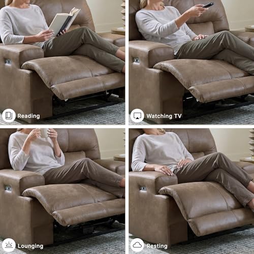 Signature Design by Ashley Bealeaf Contemporary Power Rocker Recliner with USB Ports, Dark Brown