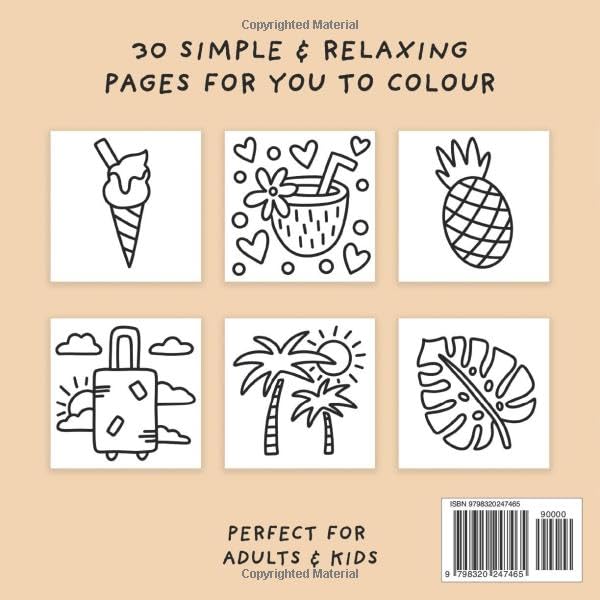 Summer Colouring Book (Simple and Relaxing Bold Designs for Adults & Children) (Simple and Relaxing Colouring Books) WoodArtSupply