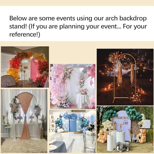 Vincidern Wedding Arch Backdrop Stand 6.6FT, 5.9FT, 4.9FT Set of 3,Metal Arch Backdrop Stand for Wedding Ceremony Baby Shower, Outdoor Indoor Birthday Party, Garden Floral Balloon Arch Decoration,Gold Vincidern