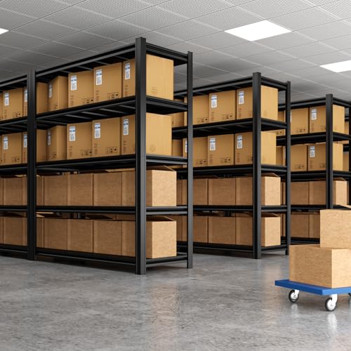 SYLOUGH 47.12" W Father&I 5-Shelf Industrial Adjustable Heavy-Dudy Tall Metal Steel Garage Storage Shelves Shelving Units/Rack System (Commercial) for Basement/Shop/Dorm, 83" H*47.12" W*23" D*, Black SYLOUGH