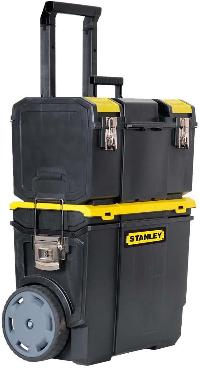 STANLEY 3 in 1 Rolling Work Centre Toolbox with Pull Handle, Detachable Toolbox with Portable Tote Tray, 1-70-326 STANLEY