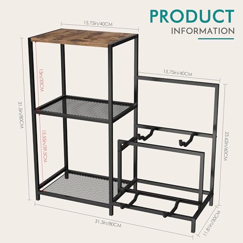 VGMiu Guitar Rack Multi Guitar Stand for Multiple Guitars, Multiple Guitar Rack Holder with Side Shelf for Acoustic, Electric Guitar, Bass, Record Player, Guitar Display Stand for Home Music Studio VGMiu