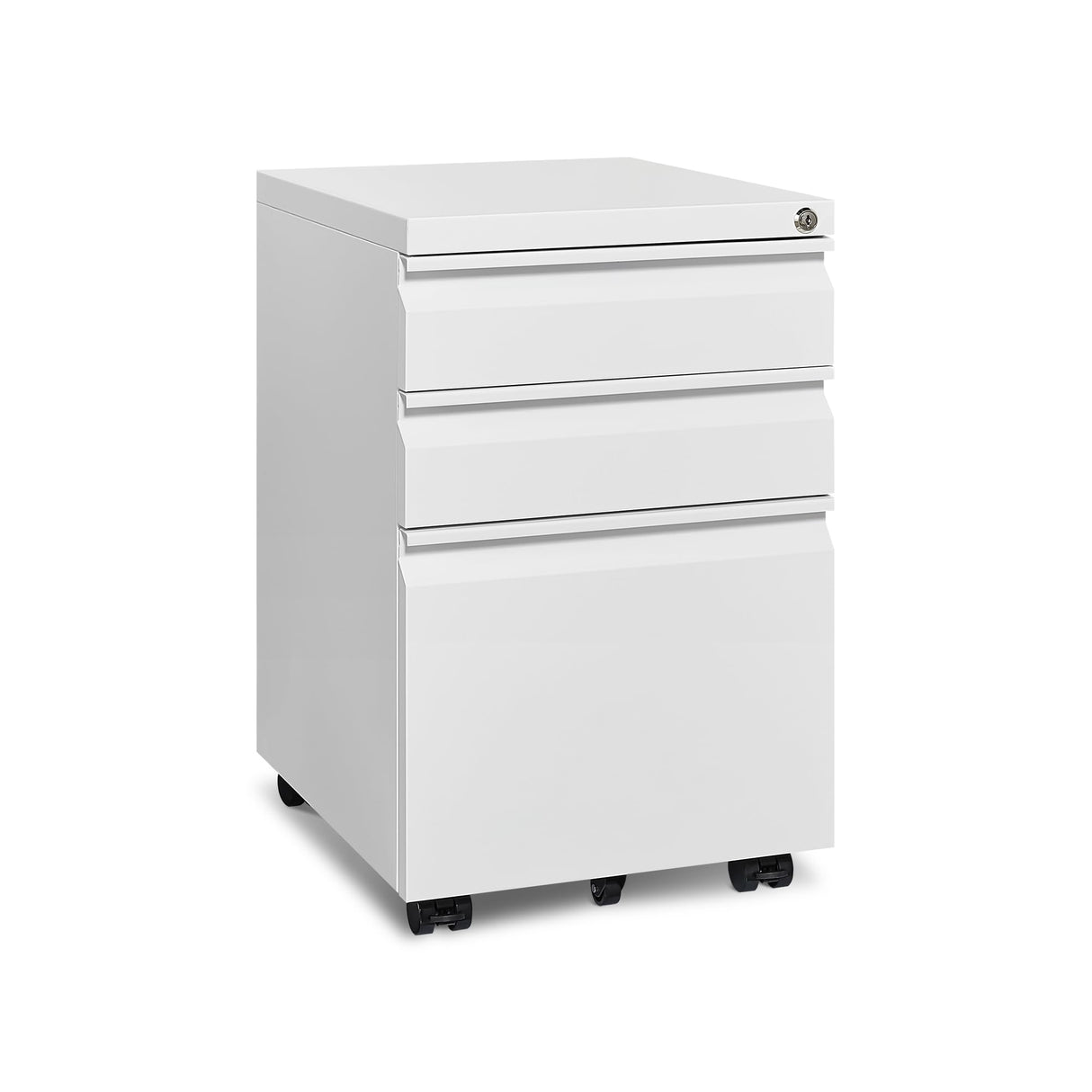Approgreent Mobile File Cabinet for Home Office, Lockable 3 Drawer Filing Cabinet with Wheels for A4-Size/Letter-Size/Legal-Size, Fully Assembled Except Casters, White Approgreent