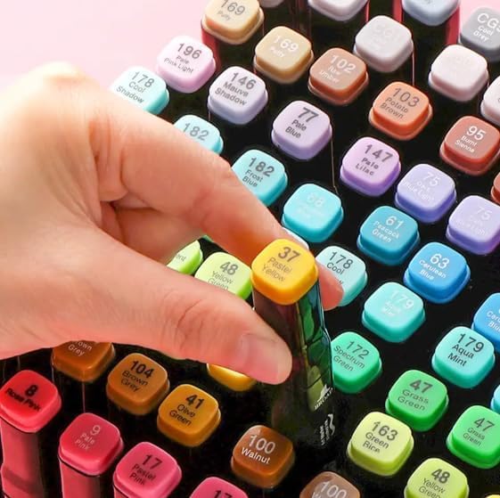 GLUKLITCH Alcohol Markers Set of 80, Dual Tip Alcohol Based Markers, Brush Tip Permanent Markers Sketch Pens for Artist Illustration, Art supplies, Giftable Pen Set GLUKLITCH