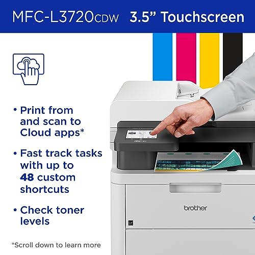 Brother MFC-L3720CDW Wireless Digital Color All-in-One Printer with Laser Quality Output, Copy, Scan, Fax, Duplex, Mobile Includes 4 Month Refresh Subscription Trial ¹ Amazon Dash Replenishment Ready Brother