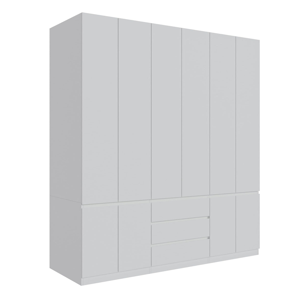 Bobve 6-Doors Armoire Wardrobe Closet, Wooden Wardrobe Closet with 3 Drawers, Armoire and Wardrobe with Shelves & Hanging Rod for Bedroom, White (70.9" W x 23.62" D x 78.74" H) Bobve