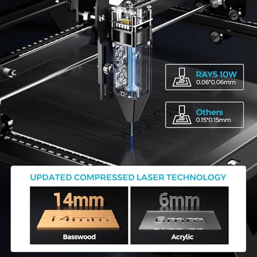 LONGER Laser Engraver Ray5 10000MW Higher Precision DIY Laser Engraving Machine with 3.5" Touch Screen, 400x400mm, 0.06mm Laser Spot 10000mm/min, Offline Usage CNC Laser Cutter for Wood Metal Longer