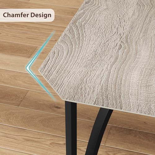 GAOMON Dining Table Set for 4, Rectangular Kitchen Table and Upholstered Chairs for 4, 5 Piece Dining Room Table Set with Chamfer Design, for Kitchen Room, Home, Apartment Easy Assembly GAOMON