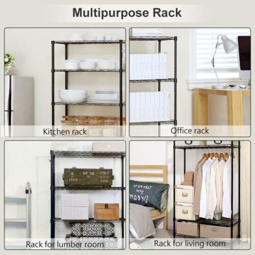 4 Tier Wire Shelving Unit Wire Shelf Storage Shelves Metal Organizer Rack Adjustable Commercial Grade Utility Heavy Duty for Restaurant Bathroom Kitchen 54"x36"x14" NSF-Certified,Black BestOffice