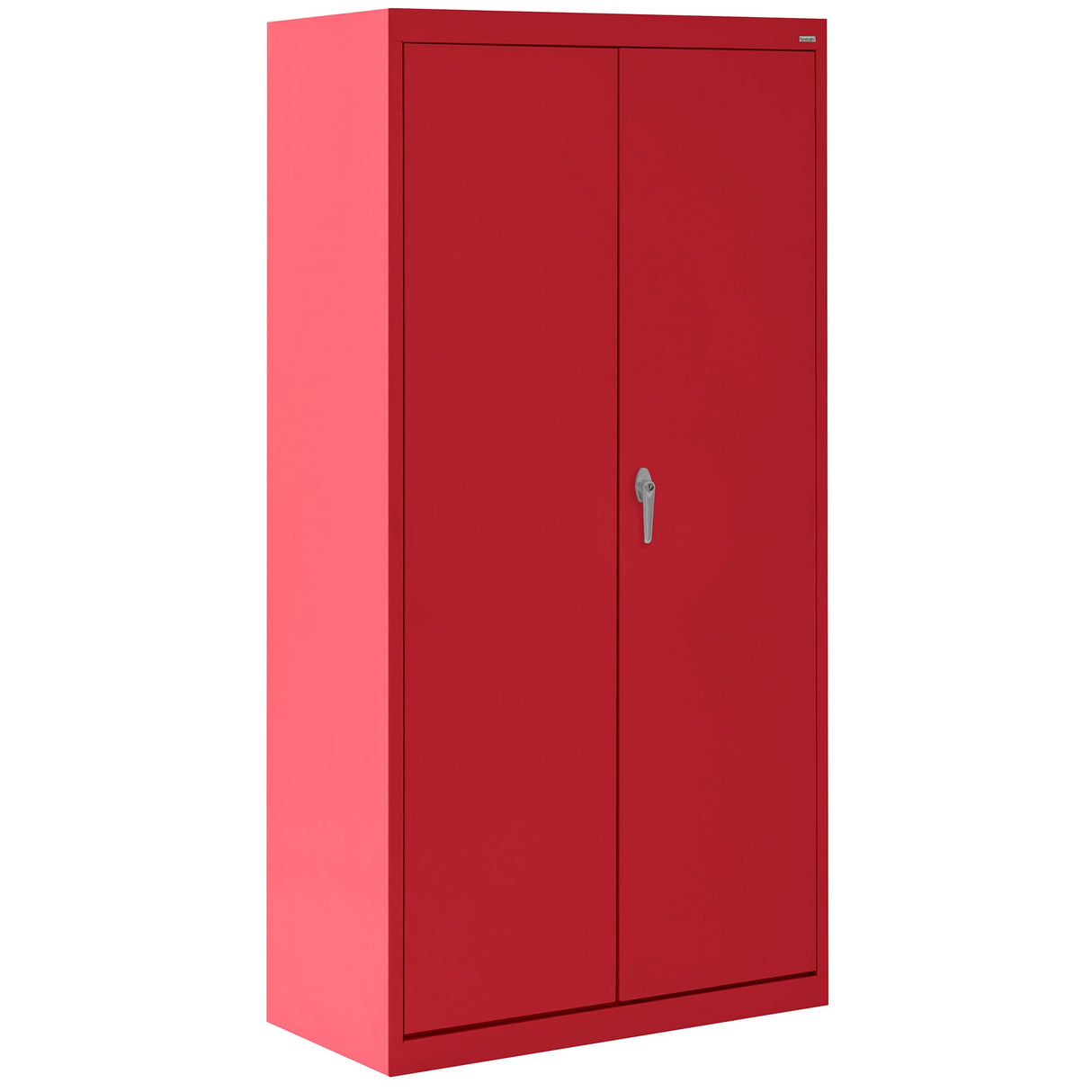 Sandusky Lee VFC1301866-01 Janitorial Supply Metal Storage Cabinet with 3 Shelves and Locking Handle, 150lb Capacity, 18" Depth x 30" Width x 66" Height, Red Sandusky