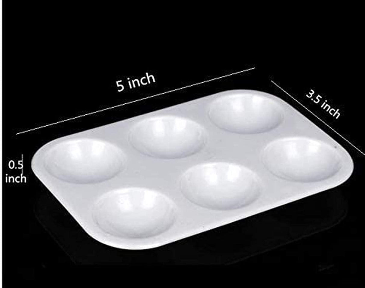 24 Pieces White Paint Plastic Palettes 6 Well Rectangular Watercolor Oil Palette Painting Tray Artist Craft Palettes Mooerca