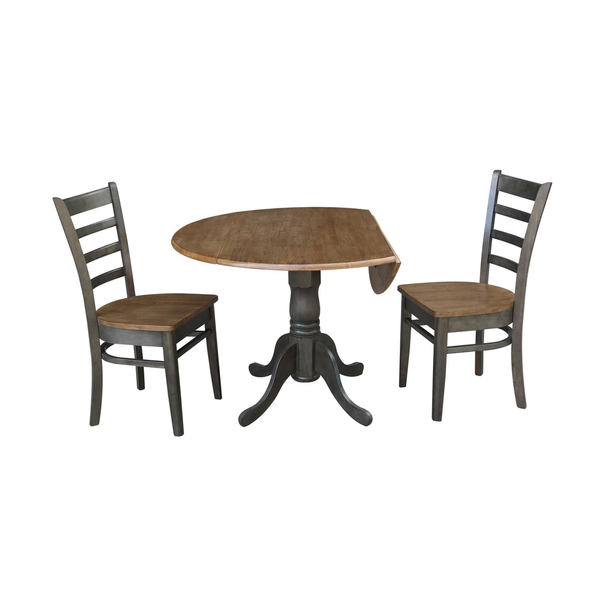 IC International Concepts Chairs Dining Table Set, Hickory/Washed Coal IC International Concepts