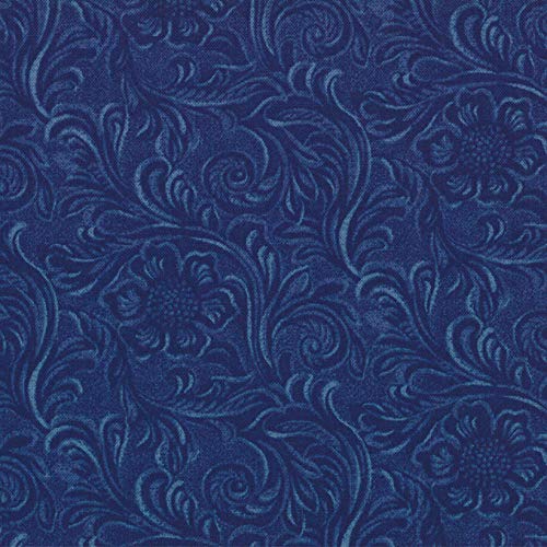 Tooled Leather-Look, Denim Blue, Fabric, 100% Cotton, Western Basics, South Western, Sara Khammash, Moda, 11216-12, by The Yard MoDA