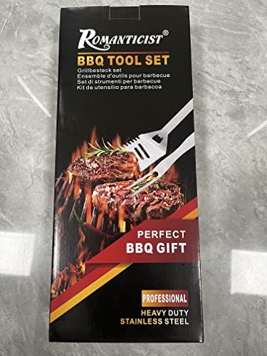 ROMANTICIST 28pc BBQ Accessories Set with Thermometer - The Very Best Grill Gift on Birthday Wedding - Heavy Duty Stainless Steel Grill Set in Case for Outdoor Cooking Camping Grilling Smoking ROMANTICIST
