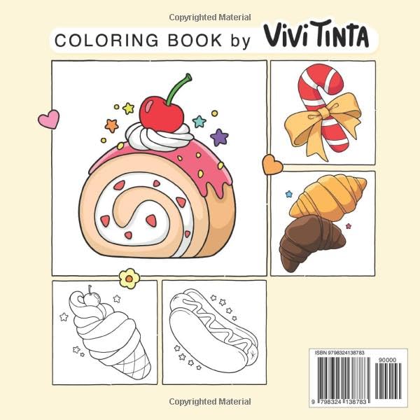 Food & Sweet: Cute and Easy Coloring Book for Adults and Kids with Adorable Foods, Drinks, and Desserts Designs WoodArtSupply