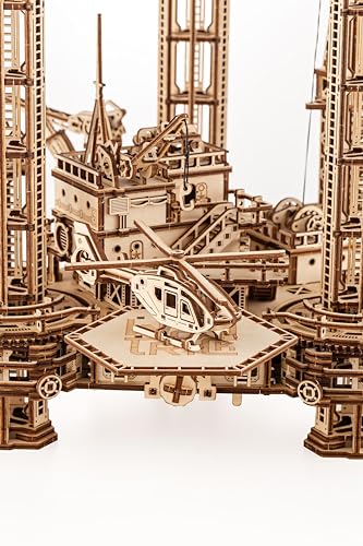Wood Trick Offshore Rig Platform Wooden 3D Puzzles for Adults and Kids to Build - Interactive Movable Platform - Wooden Models Engineering DIY Wood Trick