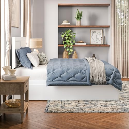 AFI Canyon Queen Farmhouse Solid Wood Platform Bed with Footboard & Twin XL Trundle, White AFI