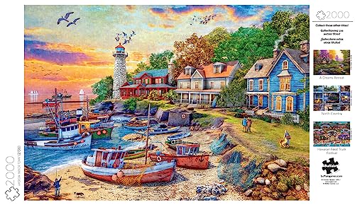 Buffalo Games - American Harbor Town - 2000 Piece Jigsaw Puzzle for Adults Challenging Puzzle Perfect for Game Nights - 2000 Piece Finished Size is 38.50 x 26.50 Buffalo Games