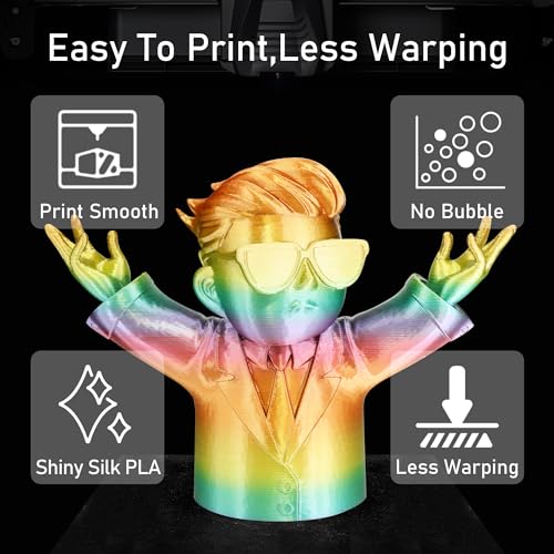 DO3D Silk Multicolored Rainbow PLA 3D Printer Filament, 1.75mm PLA Fast Color Change 3D Printing Material, 1kg Spool (2.2lbs),for FDM 3D Printers DO3D