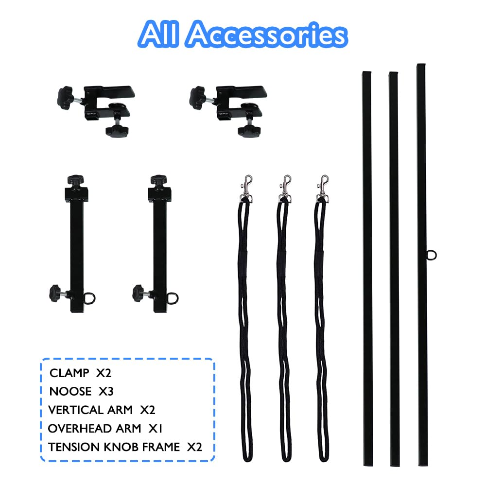 LEIBOU H-Shape Dog Grooming Arm Pet Supplies Grooming Table Arm with 3 Noose and Clamp Heavy Duty Aluminum Alloy Frame with 35.4” Adjustable Height and 36.2” ~ 50” Adjustable Width Dog Grooming Kit LEIBOU