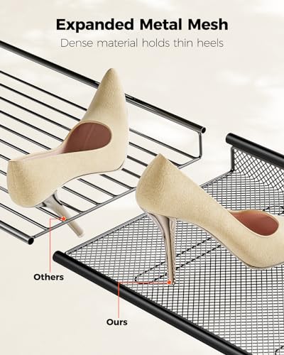 Pipishell 5-Tier Shoe Rack for Entryway and Small Spaces with Wooden Top & Metal Frames, Shoe Storage Organizer with Adjustable Storage Shelves, PISRB4 Pipishell