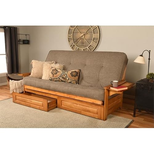 Kodiak Furniture Phoenix Queen Butternut Wood Storage Futon-Linen Stone Mattress Kodiak Furniture