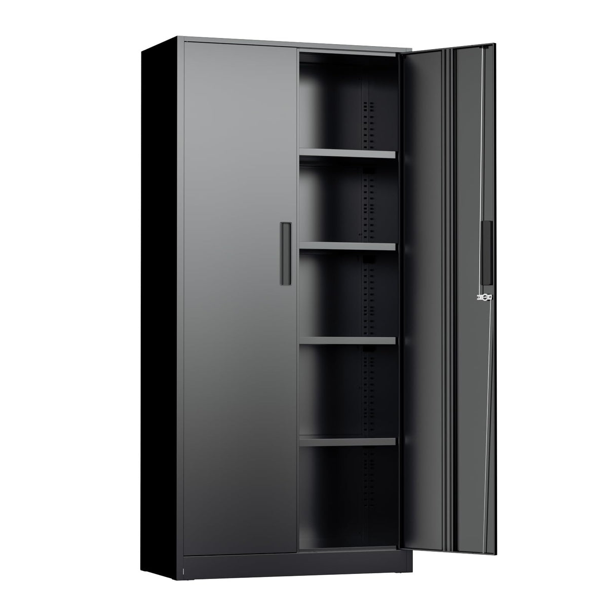 INTERGREAT Black Metal Storage Cabinet, 72" Locking Steel Cabinets with 2 Door and 4 Adjustable Shelves, Tall Metal Cabinet for Home Office, Garage, Warehouse INTERGREAT