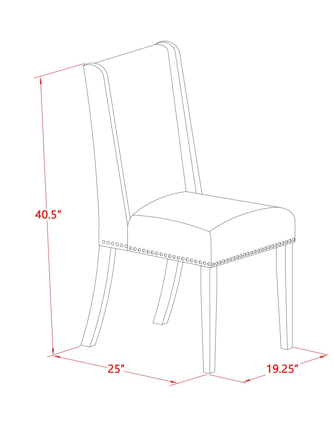 East West Furniture FLP6T24 Florence Parson Dining Room Chairs - Nailhead Trim Black Linen Fabric Padded Chairs, Set of 2, Wirebrushed Black East West Furniture
