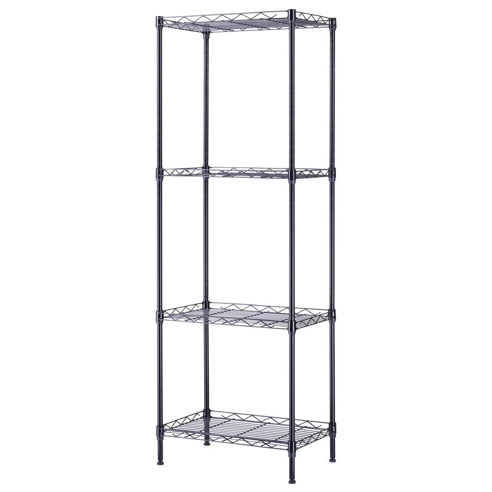 Shyneer 4-Tier Wire Shelving Unit Metal Storage Rack,4-Shelf Shelving Unit, Steel Wire Shelves, Shelving Units and Storage for Kitchen and Garage (17.72 x 11.81 x 49.6'') Black Shyneer