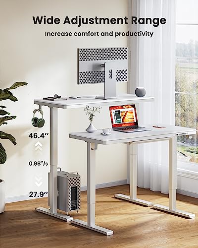 ErGear Dual Motor Electric Standing Desk with Drawers,48x24 Inch Whole-Piece Quick Install,Height Adjustable Stand up Sit Stand Home Office Ergonomic Workstation with USB Charging Ports(White) ErGear