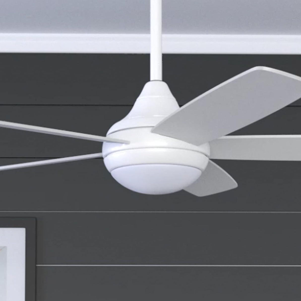 Prominence Home Ashby Modern 52 Inch Ceiling Fan with Light, LED Fan with Remote Control, Tri-Mount Indoor Fan with 5 Blades, White and Gray Oak Blade Finish Options, Farmhouse White (80094-01) Prominence Home
