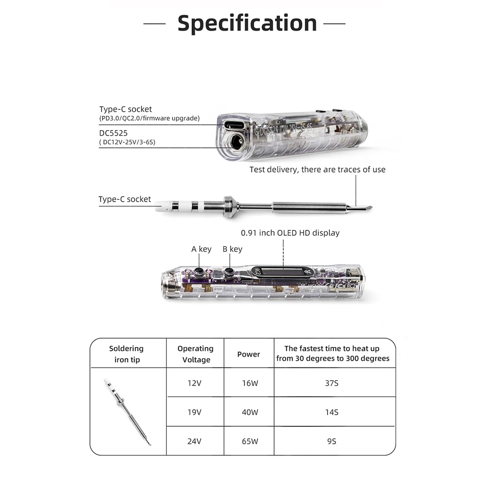 HGLRC RC2 Soldering Iron Kit 65W 24V Portable Outdoor OLED Digital Display Intelligent Temperature for FPV Racing Drone HGLRC