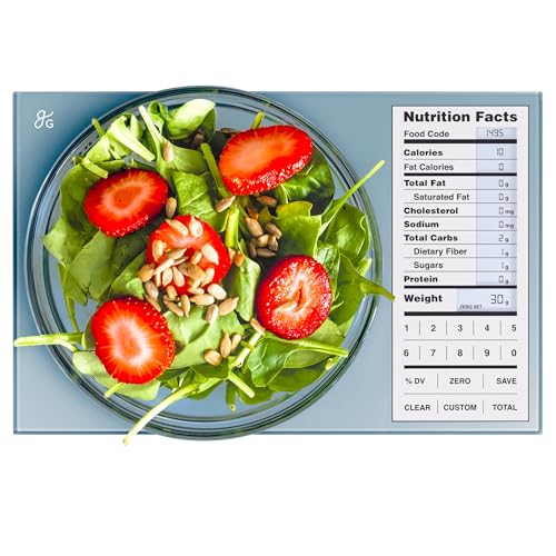 Greater Goods Digital Nutrition Scale โ Accurate Macro and Calorie Tracking for Meal Prep, Weight Loss, and Healthy Eating | 2,000 Built-in Foods, Intuitive Nutrition Label Display, 11lb Cap, Blue