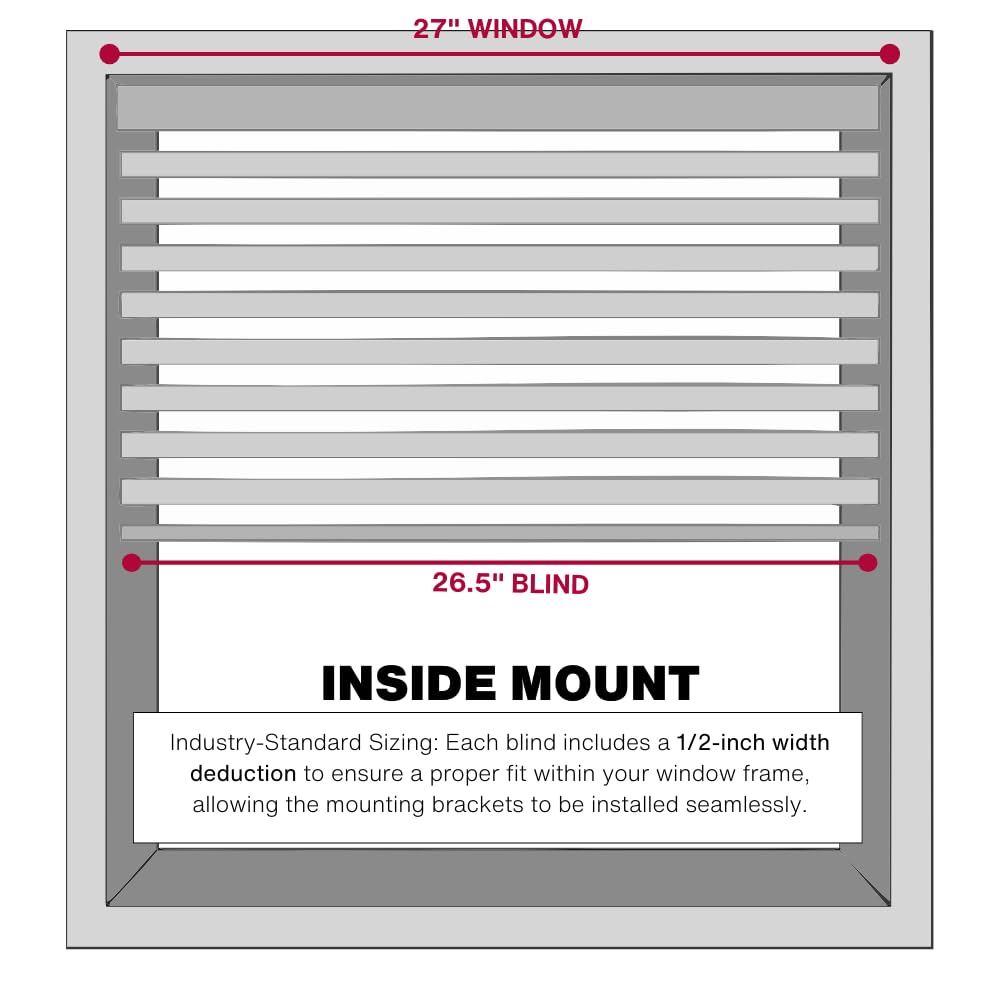 Lotus & Windoware Cordless, 2 Inch Faux Wood Blind, 27" Wide x 54" Long, Window Blinds, Blinds & Shades, Blinds for Indoor Windows, Smooth, Bright White - 27" x 54",Bright White LOTUS & WINDOWARE