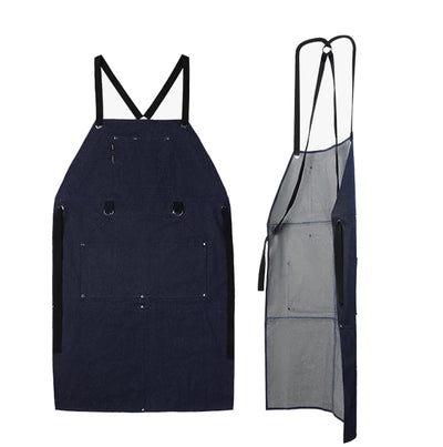 Fullsheild Denim Work Apron with 6 Tool Pockets, 15oz Onesize Heat & Flame Resistant Welding Apron, Flame Retardant Heavy Duty BBQ 24" x 40"