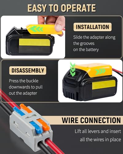 Vibit Power Wheel Adapter for Dewalt 20 V Lithium Battery, Peg-Perego Dewalt Battery Adapter with Original Wire Harness Connector, DC Power Adapter Conversion for Peg-Perego Children's Riding Toys Vibit