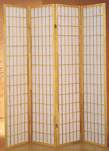 GTU Furniture Japanese Style 4 Panels Wood Shoji Room Divider Screen Oriental for Home/Office (Natural) GTU Furniture