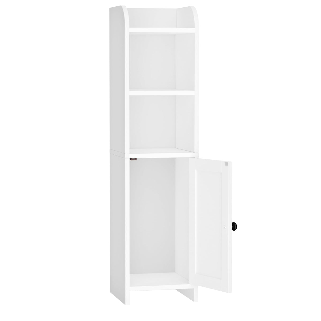 Homhedy Small Bathroom Storage Corner Floor Cabinet with Door and Shelves, Beside The Toilet Paper Stand for Skinny, Narrow Toilet Paper Cabinet, 9.8" D x 7.9" W x 31" H, White Homhedy