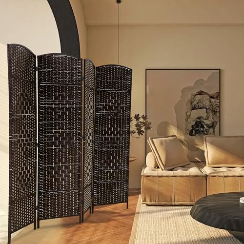 FDW Room Divider 6FT Wooden Screen Folding Privacy Screens Portable Wall Dividers for Home Office Bedroom, Dark Brown FDW