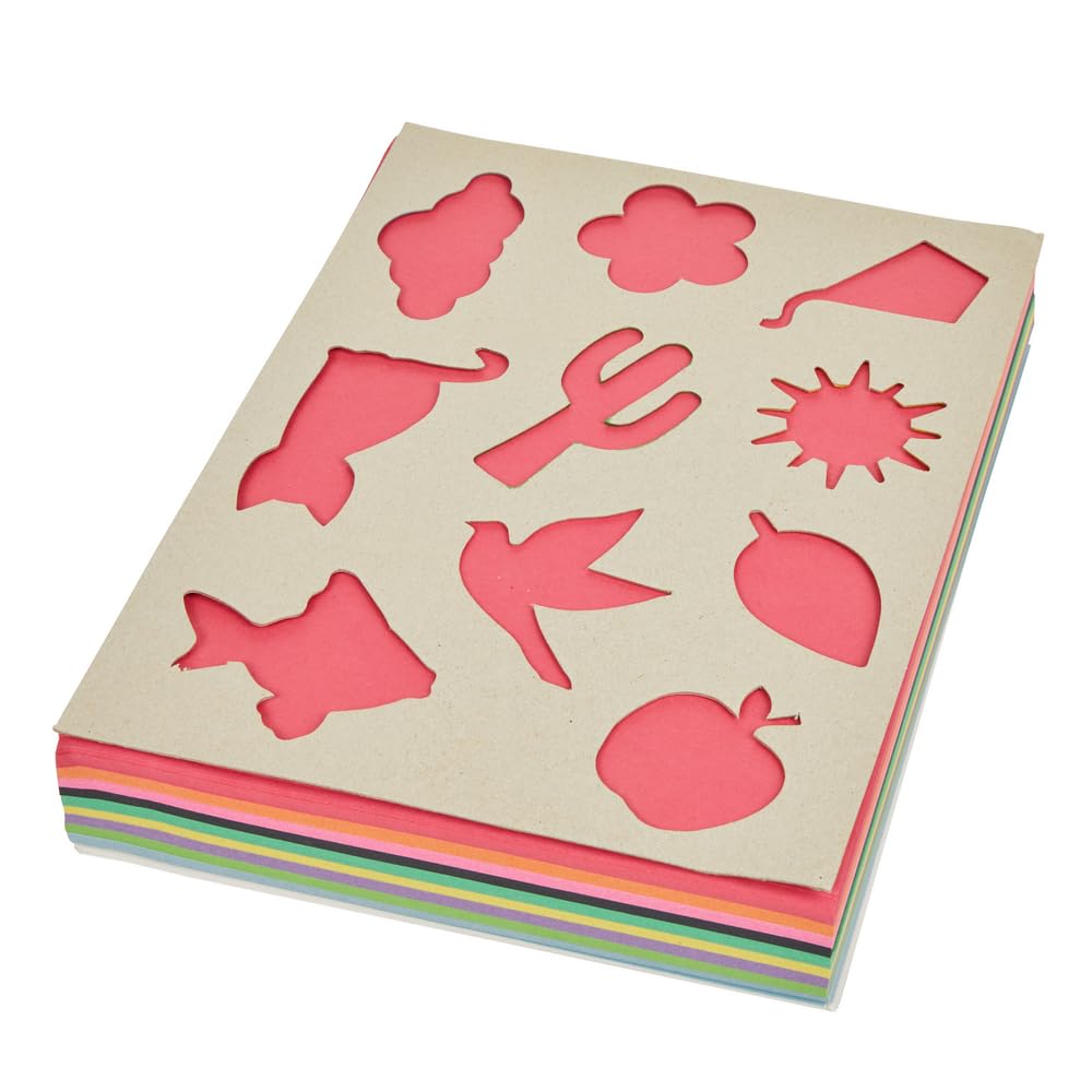 Colorations Lightweight Construction Paper, Value Pack, 10 Colors, 300 Sheets with Bonus Stencil, Everyday Use, Classroom Supplies, Daycare Supplies, Pre-School, at Home use Colorations
