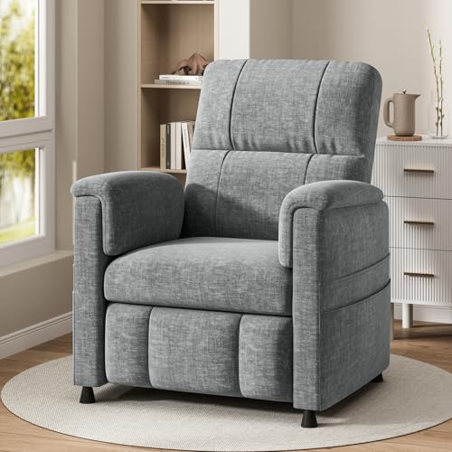 Pipishell Power Recliner Chair for Adults,Electric Recliner with Remote, Adjustable Recline/Footrest, Chenille Fabric,Thick Seat Cushion, Small Recliner for Living Room, Home Theater, Grey