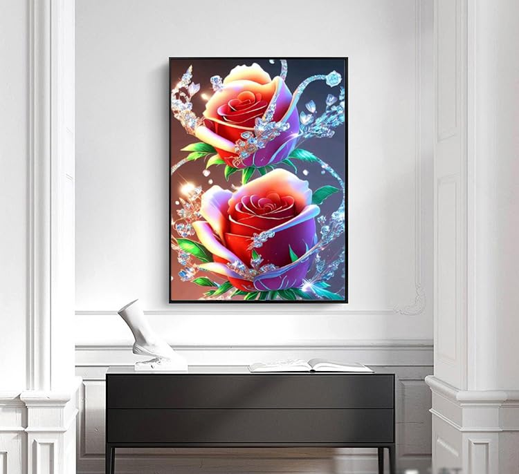 GXGLLPZBY 4 Pack Diamond Painting Kits for Adult Beginners,5D DIY Rose Flower Diamond Art Kits for Adult,Full Round Drill Floral Diamond Dot Gem Art Kits,Home Wall Decoration 11.8x15.8 Inches GXGLLPZBY