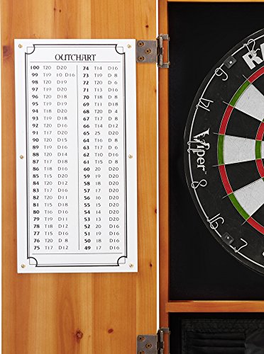 Viper Metropolitan Solid Wood Cabinet & Sisal/Bristle Dartboard Ready-to-Play Bundle: Premium Set (Razorback Dartboard and Darts), Oak Finish Viper by GLD Products