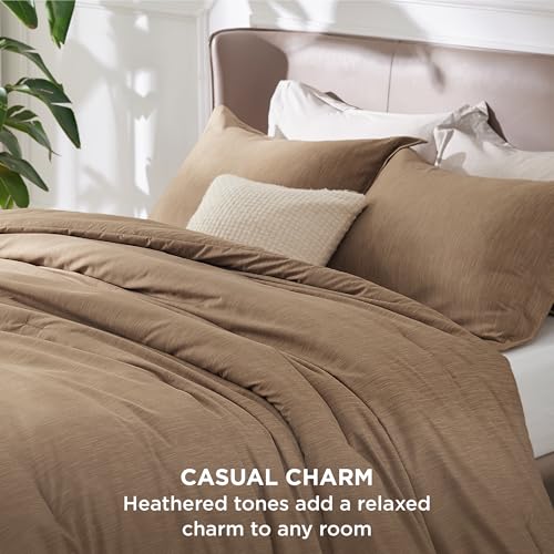 Bedsure Full Comforter Set - Brown Soft Bedding for All Seasons, Cationic Dyed Bed Set, 3 Pieces, 1 Full Size Comforter (82"x86") and 2 Pillow Shams (20"x26"+2") Bedsure