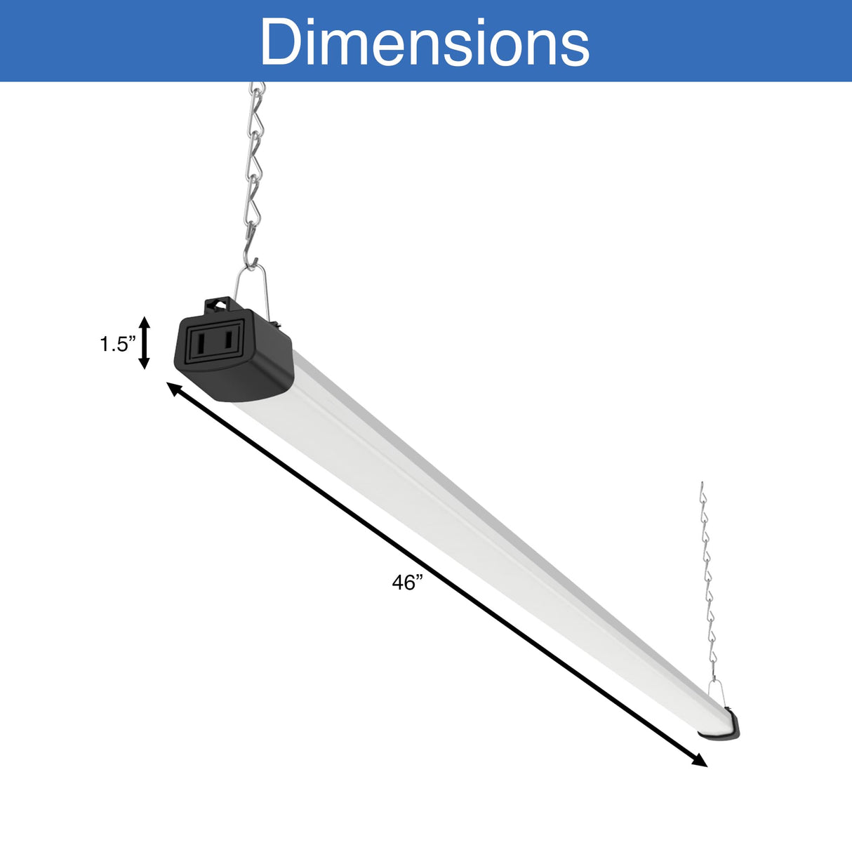 Quarterback 4FT LED Shop Light 40W Strip Work Shop Light Compact Slim with Inline Switch Daylight White 5000K for Garage Workshop Basement Quarterback